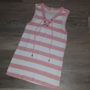 Michael Kors sleeveless pink & white top